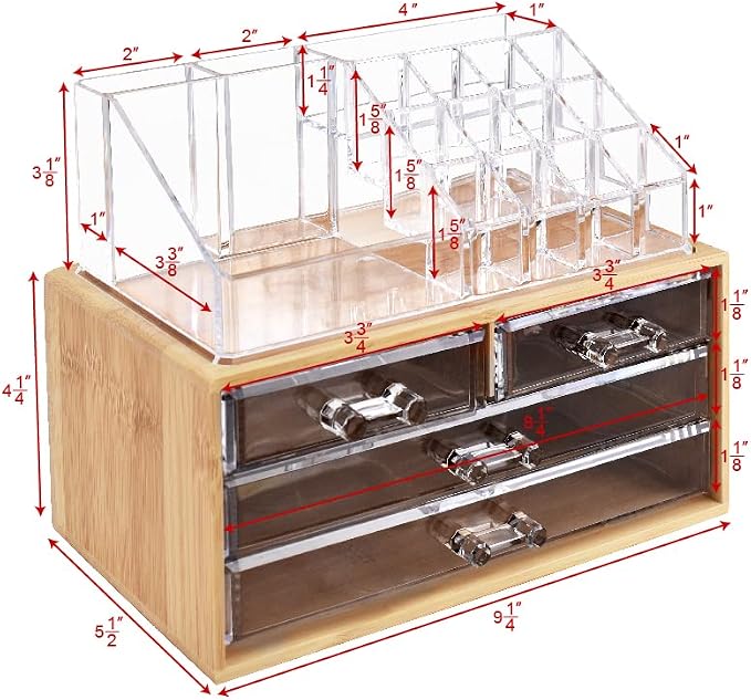 Ikee Design Bamboo Acrylic Makeup Organizer - Image 2