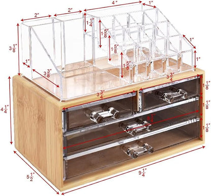 Ikee Design Bamboo Acrylic Makeup Organizer - Image 2