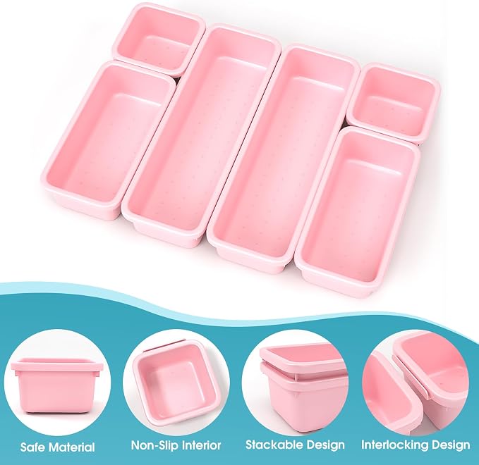 6 PCS Drawer Organizer Set, 3 Size Makeup Drawer Divider Organizer - Image 3