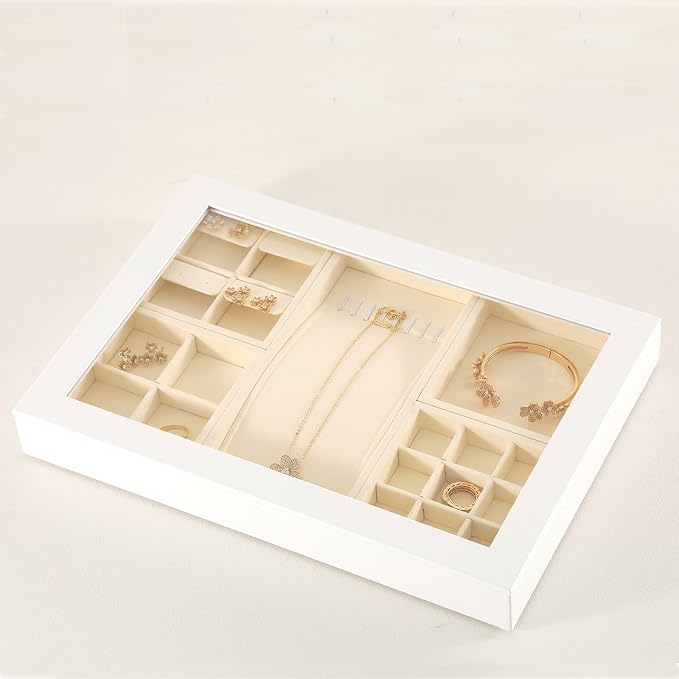 Dark Blue Jewelry Display Tray Ring Necklace Earring Bangle Organizer - Image 5