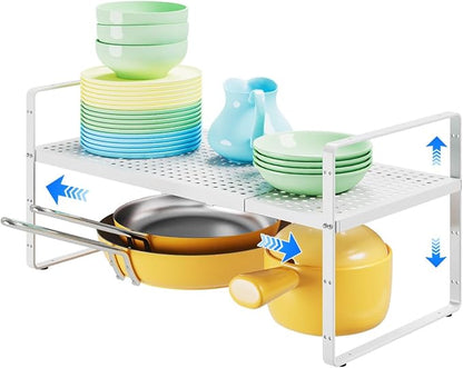 Expandable Cabinet Shelf Organizers, Kitchen Small Stand Rack Organization by KIKIBRO
