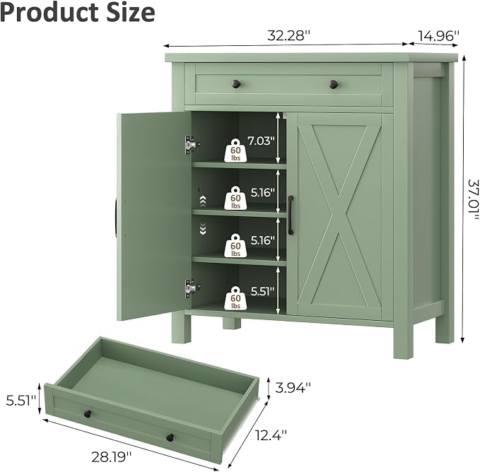 Farmhouse Shoe Storage Cabinet, 5-Tier High Boots Organizer - Image 2