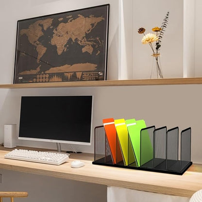 Kuntine.B Desk File Organizer 7 Upright Mesh Desktop Organizer File Sorter - Image 7