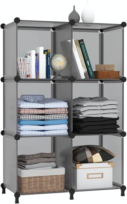 AWTATOS Cube Storage Organizer, Storage Cubes Shelves Bookshelf, 6 Cube Closet - Image 8