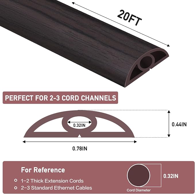 Floor Cord Cover Self Adhesive Cord Hider Floor Extension Cord Covers - Image 2