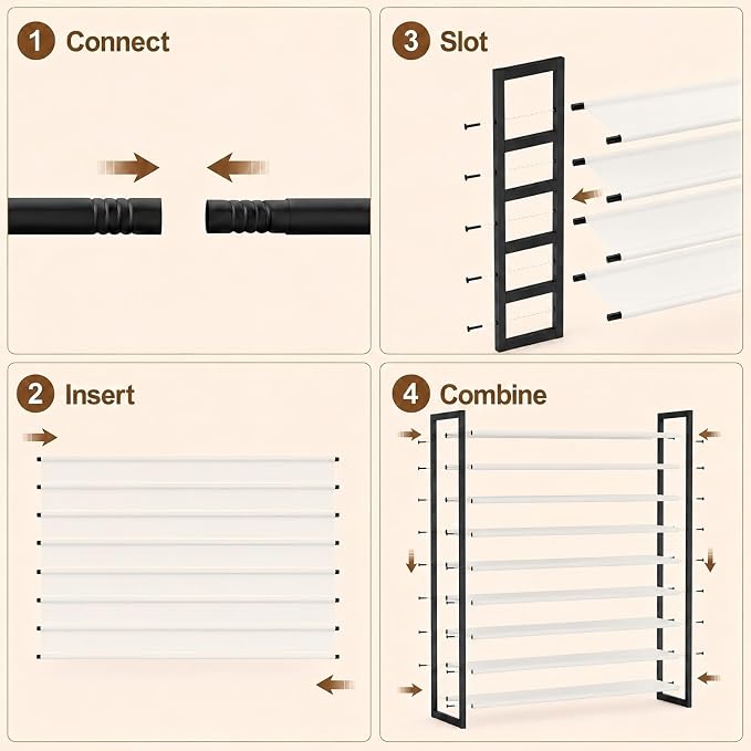 8-Tier Tall Shoe Rack, Stackable Zero-Wobble Metal Frame - Image 7