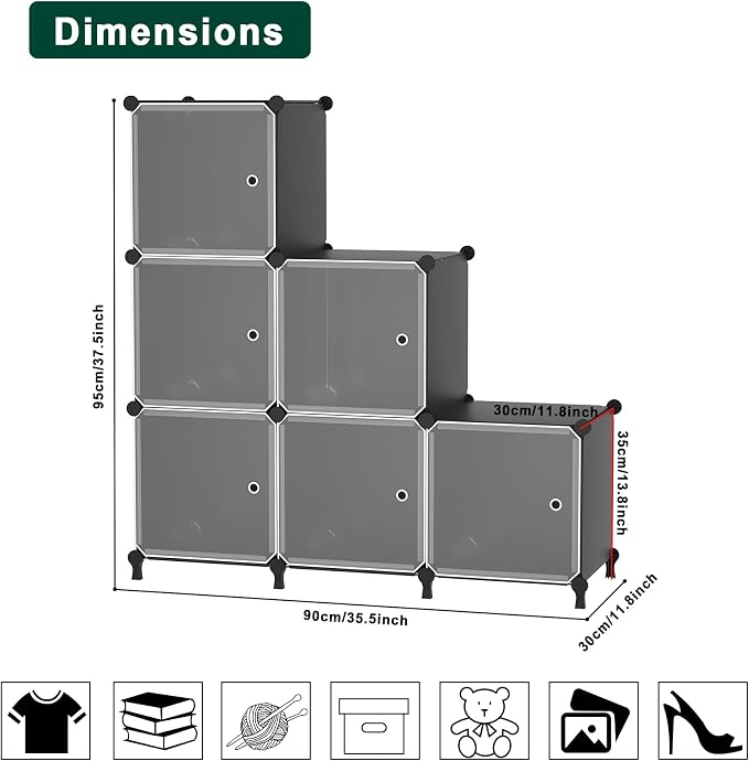 Cube Storage Organizer, 6-Cube Shelves Unit - Image 3