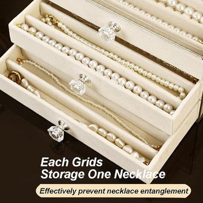 SPAKOWN Necklace Organizer Box, Velvet Necklace Box Holder Tray - Image 6