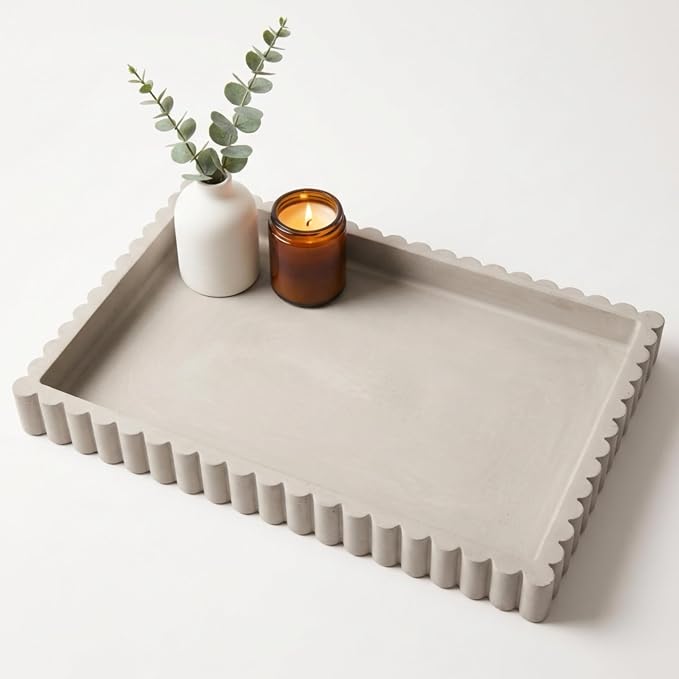 OAKOA Concrete Decorative Tray for Coffee Table Tray Decor by OAKOAHome
