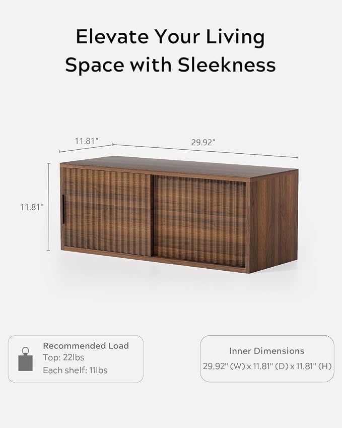 Large Floating TV Stands Set of 2, Modern Fluted Nightstands Wall Mounted - Image 5