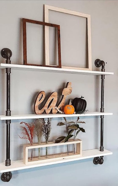 HDDFER Industrial Pipe Shelving Rustic White Pipe Wall Shelves Bathroom Shelves - Image 5
