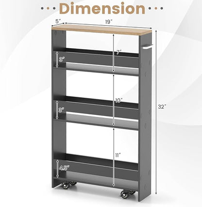 MAT EXPERT Slim Rolling Storage Cart, 4-Tier Freestanding Slim Storage Cart - Image 8
