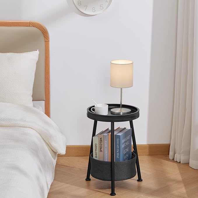 Round End Table, 11.8*17.8' Round Sofa Table, Small Round Table, Small Coffee - Image 8