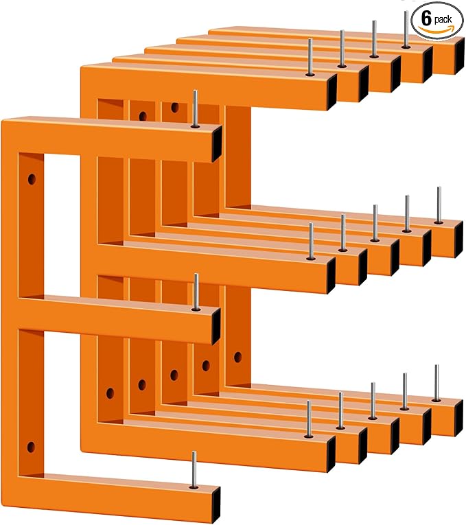 6 Pack Wall-Mounted Lumber Rack, Heavy Duty Wood Storage Racks, 9-Level System by Cyhwealth