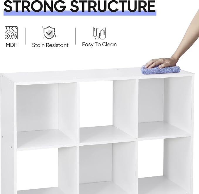 SUPER DEAL 9 Cube Storage Organizer 11 inch Cube Storage Shelf 3 x 3 Wood - Image 4
