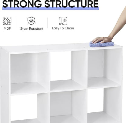 SUPER DEAL 9 Cube Storage Organizer 11 inch Cube Storage Shelf 3 x 3 Wood - Image 4