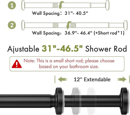 AmazerBath Spring Tension Shower Curtain Rod, 31-46.5 Inches Heavy Duty Shower - Image 2
