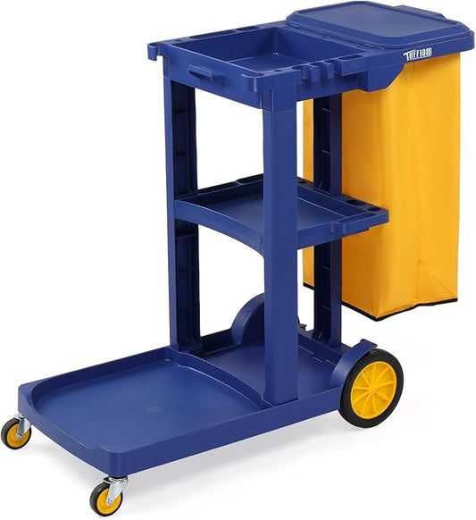 TUFFIOM Commercial Traditional Cleaning 3-Shelf Janitorial Cart, 500 Lbs by TUFFIOM