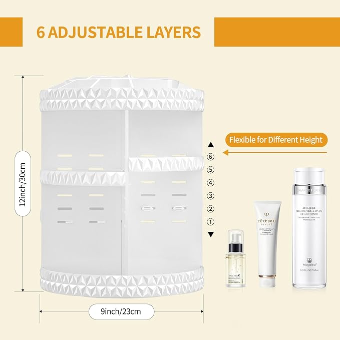 360 Rotating Makeup Organizer, DIY Adjustable Cosmetics Organizer, Professional - Image 2