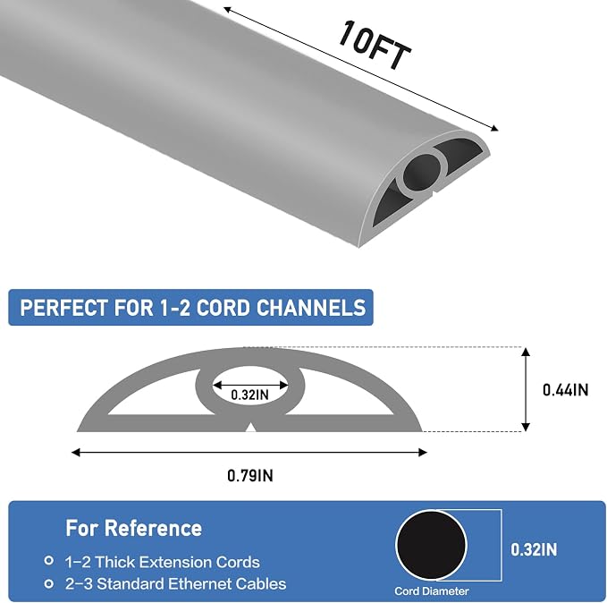 Floor Cord Cover Self Adhesive Cord Hider Floor Extension Cord Covers - Image 2
