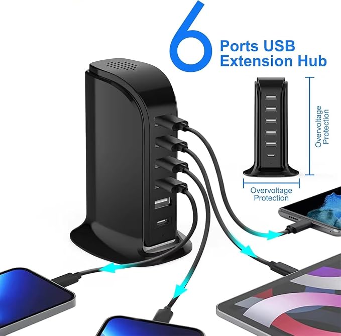 USB Charging Station for Multiple Devices, 40W Multiport Charger Tower - Image 7