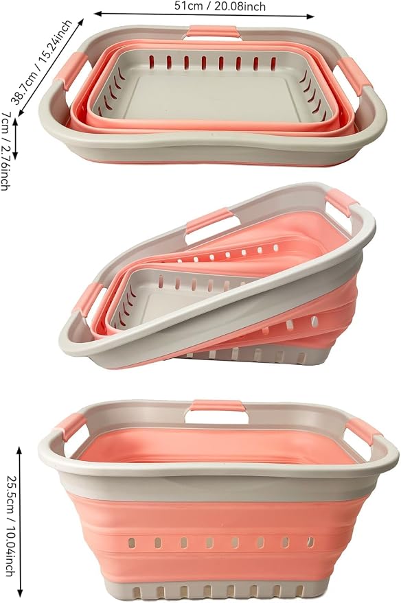 SAMMART Collapsible Plastic Rectangular Laundry Basket - Image 6