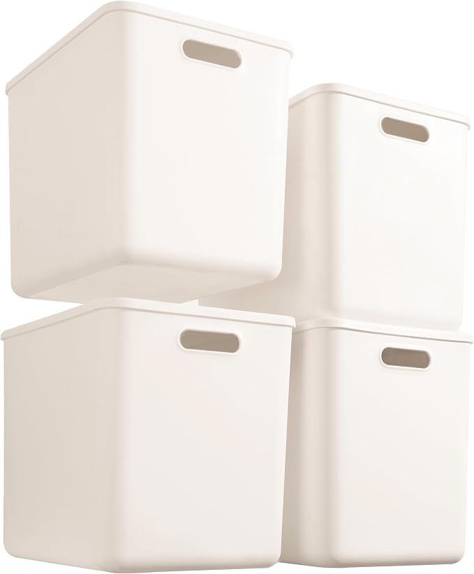 4 pack large plastic White storage bins Baskets, Toy Box Chest by Gaoaodeyu