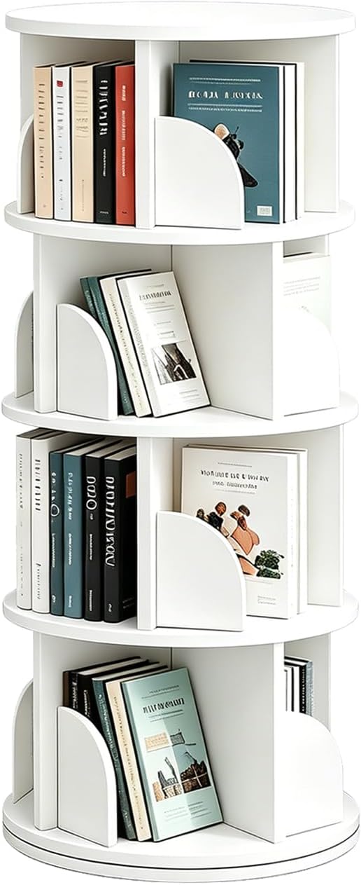 4 Tier Rotating Bookshelf, 360-Degree Swivel Bookshelf Floor Standing Bookcase by Unknown