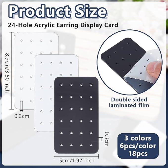 OLYCRAFT 18Pcs 3 Colors Acrylic Earring Display Card Portable Acrylic Earring - Image 2
