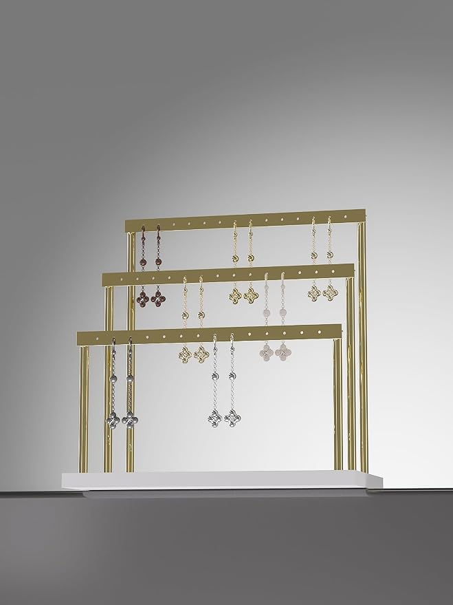 3-Tier Earring Organizer Holder Stand, Metal Jewelry Stand - Image 4