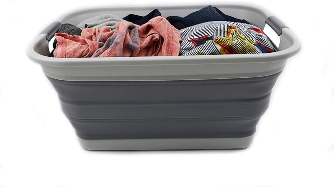 SAMMART 42L Collapsible Plastic Laundry Basket-Foldable Pop Up Storage - Image 7
