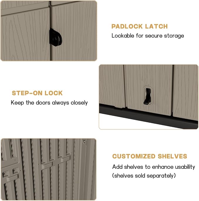 KINYING Outdoor Vertical Storage Shed, 57 Cu.ft Outdoor Storage Cabinet - Image 9