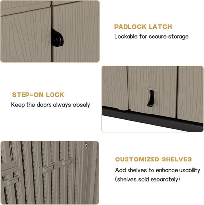 KINYING Outdoor Vertical Storage Shed, 57 Cu.ft Outdoor Storage Cabinet - Image 9