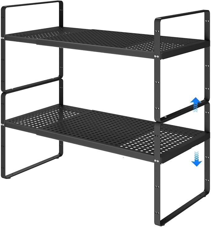 Expandable Cabinet Shelf Organizers, Kitchen Small Stand Rack Organization by KIKIBRO