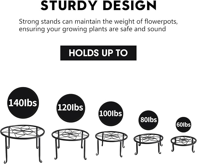 5 Pack Metal Plant Stands, Heavy Duty Potted Holder - Image 4