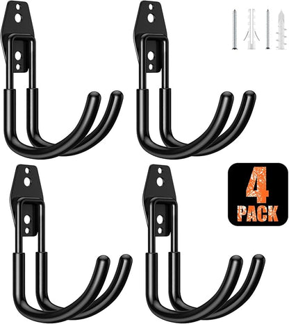 4 Pack Heavy Duty Garage Hooks, Solid Steel Wall Mount Hangers, by MIKRUI