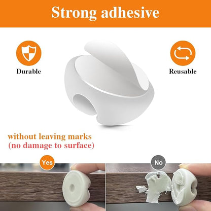 Shintop Cable Clips, 16 Pack White Cord Holder Adhesive Cable Organizer Wire - Image 3