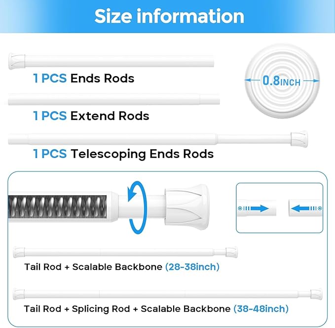 6Pcs Tension Rod, ZipGlo Tension Rods - Image 3