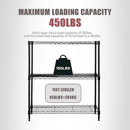 NChanmar 3-Tier Wire Shelving Unit Storage Shelves Shelf Organizer 30"x23"x12" - Image 3