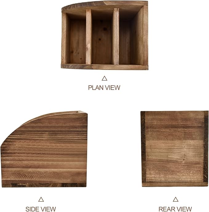 OKSQW Rustic Vintage Wooden Desk Organizer Farmhouse Wood Remote Control Caddy - Image 3