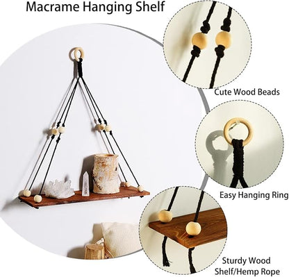 Artilady 2 Pack Wooden Wall Hanging Shelves - Image 6