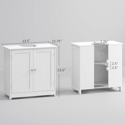 kleankin 23.5" Pedestal Sink Storage Cabinet, Freestanding Bathroom Under Sink - Image 3