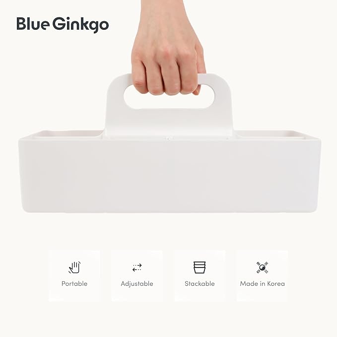 BLUE GINKGO Stackable Organizer Caddy – Korean-Made Portable Tote - Image 5