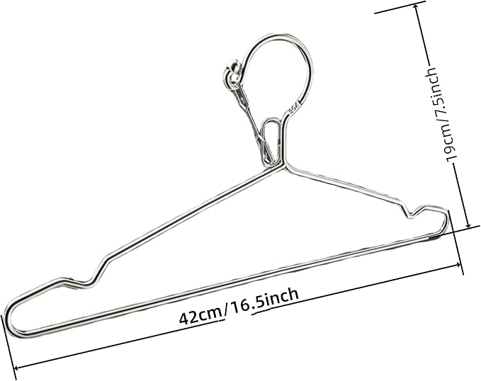 16.5” Wire Hanger 4mm Lockable Hangers 10Pack Stainless Steel Slim Thin Heavy - Image 3