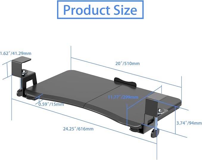 suptek Small Keyboard Tray Under Desk Pull Out - Image 6