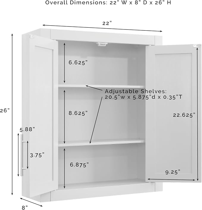 Crosley Furniture Savannah Wall Mounted Bathroom Storage Medicine Cabinet - Image 3
