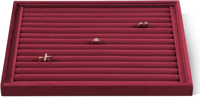 Velvet Ring Display Tray, Stackable Muilt Slot Rings Ear Stud Storage Tray by Dansmiy