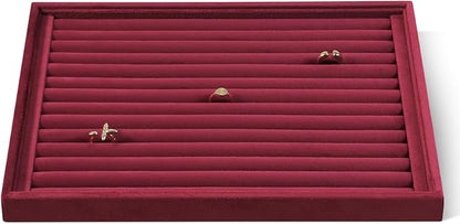 Velvet Ring Display Tray, Stackable Muilt Slot Rings Ear Stud Storage Tray by Dansmiy