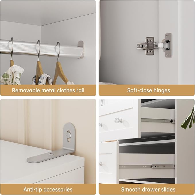 VOWNER 71" Tall Armoire Wardrobe Closet - Image 7