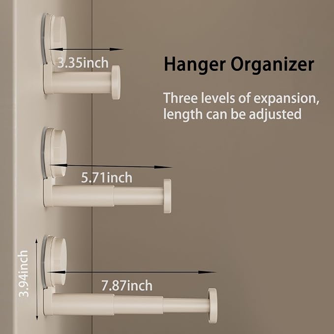 Hanger Organizer Stacker, 2 Pack Suction Cup Self-Adhesive Extendable Garment - Image 5